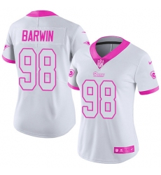 Women's Nike Los Angeles Rams #98 Connor Barwin Limited White/Pink Rush Fashion NFL Jersey