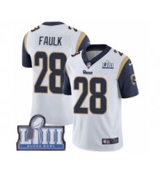Youth Nike Los Angeles Rams #28 Marshall Faulk White Vapor Untouchable Limited Player Super Bowl LIII Bound NFL Jersey