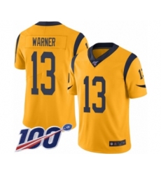 Men's Los Angeles Rams #13 Kurt Warner Limited Gold Rush Vapor Untouchable 100th Season Football Jersey