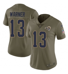 Women's Nike Los Angeles Rams #13 Kurt Warner Limited Olive 2017 Salute to Service NFL Jersey