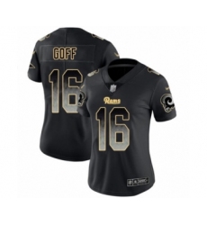Women's Los Angeles Rams #16 Jared Goff Limited Black Smoke Fashion Football Jersey