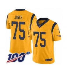Men's Los Angeles Rams #75 Deacon Jones Limited Gold Rush Vapor Untouchable 100th Season Football Jersey