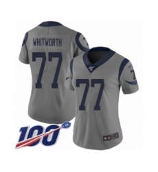 Women's Los Angeles Rams #77 Andrew Whitworth Limited Gray Inverted Legend 100th Season Football Jersey