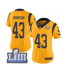 Women's Nike Los Angeles Rams #43 John Johnson White Vapor Untouchable Limited Player Super Bowl LIII Bound NFL Jersey