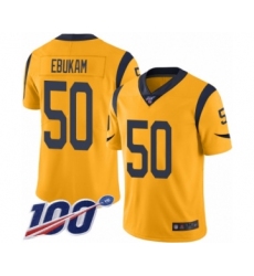 Men's Los Angeles Rams #50 Samson Ebukam Limited Gold Rush Vapor Untouchable 100th Season Football Jersey