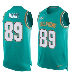 Men's Nike Miami Dolphins #89 Nat Moore Limited Aqua Green Player Name & Number Tank Top NFL Jersey