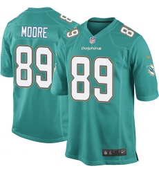 Youth Nike Miami Dolphins #89 Nat Moore Game Aqua Green Team Color NFL Jersey