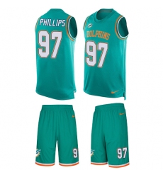 Men's Nike Miami Dolphins #97 Jordan Phillips Limited Aqua Green Tank Top Suit NFL Jersey