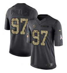 Men's Nike Miami Dolphins #97 Jordan Phillips Limited Black 2016 Salute to Service NFL Jersey