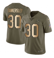 Youth Nike Miami Dolphins #30 Cordrea Tankersley Limited Olive/Gold 2017 Salute to Service NFL Jersey