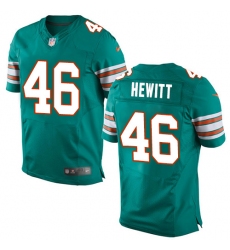 Men's Nike Miami Dolphins #46 Neville Hewitt Elite Aqua Green Alternate NFL Jersey