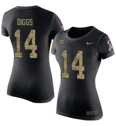 Women's Nike Minnesota Vikings #14 Stefon Diggs Black Camo Salute to Service T-Shirt