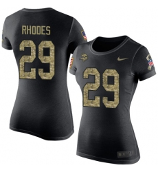 Women's Nike Minnesota Vikings #29 Xavier Rhodes Black Camo Salute to Service T-Shirt