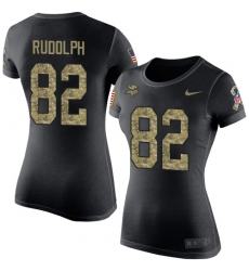 Women's Nike Minnesota Vikings #82 Kyle Rudolph Black Camo Salute to Service T-Shirt