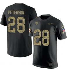 Nike Minnesota Vikings #28 Adrian Peterson Black Camo Salute to Service T-Shirt