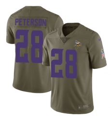 Youth Nike Minnesota Vikings #28 Adrian Peterson Limited Olive 2017 Salute to Service NFL Jersey