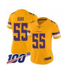 Women's Minnesota Vikings #55 Anthony Barr Limited Gold Inverted Legend 100th Season Football Jersey