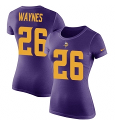 Women's Nike Minnesota Vikings #26 Trae Waynes Purple Rush Pride Name & Number T-Shirt