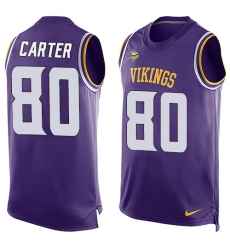 Men's Nike Minnesota Vikings #80 Cris Carter Limited Purple Player Name & Number Tank Top NFL Jersey