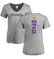 NFL Women's Nike Minnesota Vikings #88 Alan Page Ash Backer V-Neck T-Shirt