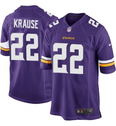 Men's Nike Minnesota Vikings #22 Paul Krause Game Purple Team Color NFL Jersey