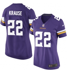 Women's Nike Minnesota Vikings #22 Paul Krause Game Purple Team Color NFL Jersey