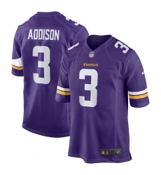 Men's Minnesota Vikings #3 Jordan Addison Nike Purple 2023 NFL Draft First Round Pick Limited Jersey