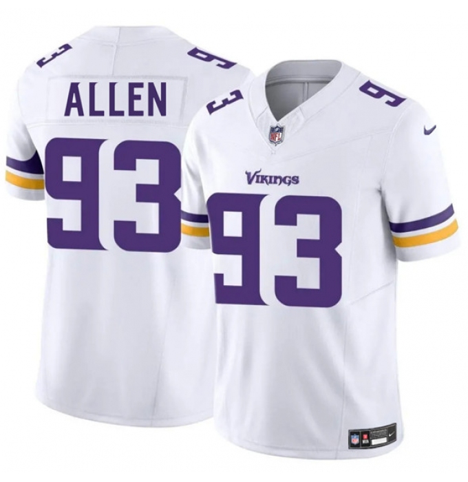 Men's Minnesota Vikings #93 Jonathan Allen White 2025 F.U.S.E. Vapor Limited Football Stitched Jersey