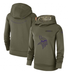 Women's Minnesota Vikings Nike Olive Salute to Service Sideline Therma Performance Pullover Hoodie
