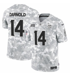 Youth Minnesota Vikings #14 Sam Darnold 2024 F U S E Arctic Camo Salute To Service Limited Stitched Football Jersey