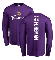 NFL Nike Minnesota Vikings #44 Chuck Foreman Purple Backer Long Sleeve T-Shirt