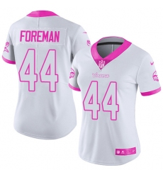 Women's Nike Minnesota Vikings #44 Chuck Foreman Limited White/Pink Rush Fashion NFL Jersey