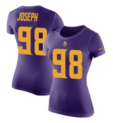 Women's Nike Minnesota Vikings #98 Linval Joseph Purple Rush Pride Name & Number T-Shirt
