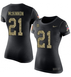 Women's Nike Minnesota Vikings #21 Jerick McKinnon Black Camo Salute to Service T-Shirt