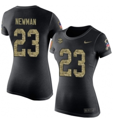 Women's Nike Minnesota Vikings #23 Terence Newman Black Camo Salute to Service T-Shirt