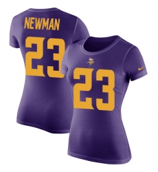 Women's Nike Minnesota Vikings #23 Terence Newman Purple Rush Pride Name & Number T-Shirt