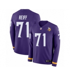 Men's Nike Minnesota Vikings #71 Riley Reiff Limited Purple Therma Long Sleeve NFL Jersey