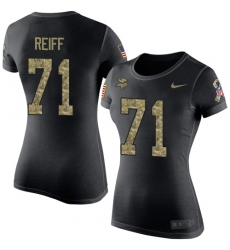 Women's Nike Minnesota Vikings #71 Riley Reiff Black Camo Salute to Service T-Shirt