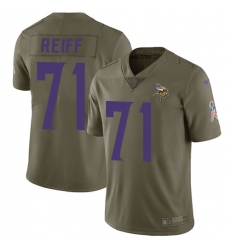 Youth Nike Minnesota Vikings #71 Riley Reiff Limited Olive 2017 Salute to Service NFL Jersey