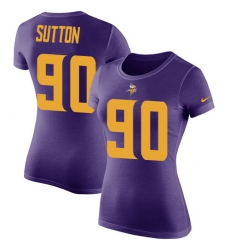 Women's Nike Minnesota Vikings #90 Will Sutton Purple Rush Pride Name & Number T-Shirt