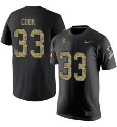 Nike Minnesota Vikings #33 Dalvin Cook Black Camo Salute to Service T-Shirt