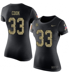 Women's Nike Minnesota Vikings #33 Dalvin Cook Black Camo Salute to Service T-Shirt