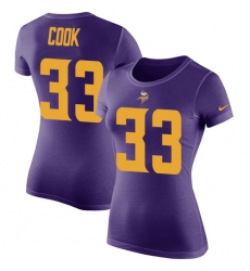 Women's Nike Minnesota Vikings #33 Dalvin Cook Purple Rush Pride Name & Number T-Shirt