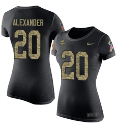 Women's Nike Minnesota Vikings #20 Mackensie Alexander Black Camo Salute to Service T-Shirt