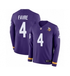 Men's Nike Minnesota Vikings #4 Brett Favre Limited Purple Therma Long Sleeve NFL Jersey