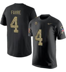 Nike Minnesota Vikings #4 Brett Favre Black Camo Salute to Service T-Shirt