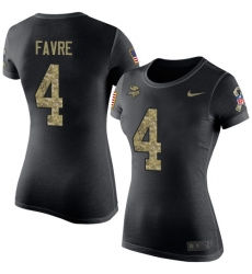 Women's Nike Minnesota Vikings #4 Brett Favre Black Camo Salute to Service T-Shirt