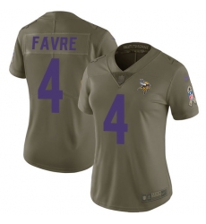 Women's Nike Minnesota Vikings #4 Brett Favre Limited Olive 2017 Salute to Service NFL Jersey