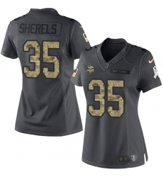 Women's Nike Minnesota Vikings #35 Marcus Sherels Limited Black 2016 Salute to Service NFL Jersey
