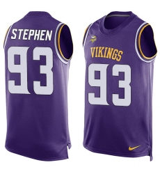 Men's Nike Minnesota Vikings #93 Shamar Stephen Limited Purple Player Name & Number Tank Top NFL Jersey